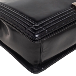 Pre Owned Chanel Black Patent Leather Large Boy Flap Bag