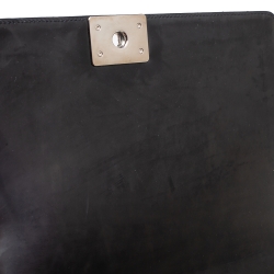 Pre Owned Chanel Black Patent Leather Large Boy Flap Bag