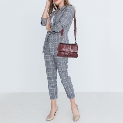 Pre Owned Chanel Burgundy Quilted Leather Coco Pleats Bag