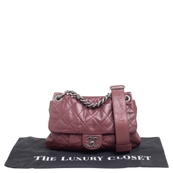 Pre Owned Chanel Burgundy Quilted Leather Coco Pleats Bag
