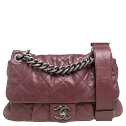 Pre Owned Chanel Burgundy Quilted Leather Coco Pleats Bag