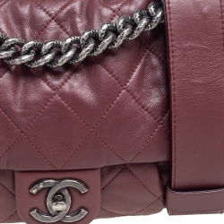 Pre Owned Chanel Burgundy Quilted Leather Coco Pleats Bag