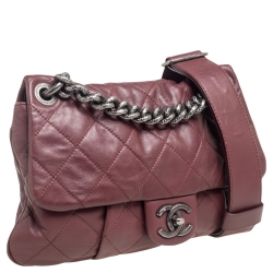 Pre Owned Chanel Burgundy Quilted Leather Coco Pleats Bag