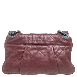 Pre Owned Chanel Burgundy Quilted Leather Coco Pleats Bag