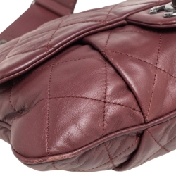 Pre Owned Chanel Burgundy Quilted Leather Coco Pleats Bag