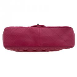 Pre Owned Chanel Pink Quilted Leather Jumbo Classic Single Flap Bag