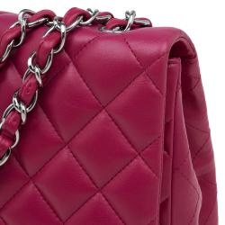 Pre Owned Chanel Pink Quilted Leather Jumbo Classic Single Flap Bag