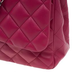 Pre Owned Chanel Pink Quilted Leather Jumbo Classic Single Flap Bag