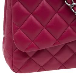 Pre Owned Chanel Pink Quilted Leather Jumbo Classic Single Flap Bag