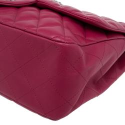 Pre Owned Chanel Pink Quilted Leather Jumbo Classic Single Flap Bag