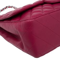 Pre Owned Chanel Pink Quilted Leather Jumbo Classic Single Flap Bag