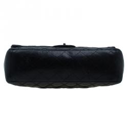 Pre Owned حقيبة شانيل قلاب كلاسيك ماكس جلد مبطن أسود