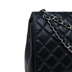 Pre Owned حقيبة شانيل قلاب كلاسيك ماكس جلد مبطن أسود