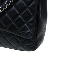 Pre Owned حقيبة شانيل قلاب كلاسيك ماكس جلد مبطن أسود