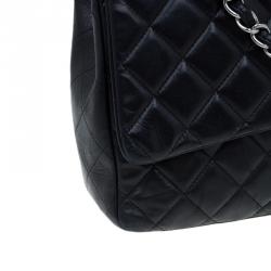 Pre Owned حقيبة شانيل قلاب كلاسيك ماكس جلد مبطن أسود