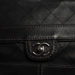 مملوكة مسبقًا Chanel Dark Grey Perforated Quilt Caviar Leather CC Flap Accordion Bag