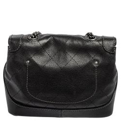 مملوكة مسبقًا Chanel Dark Grey Perforated Quilt Caviar Leather CC Flap Accordion Bag