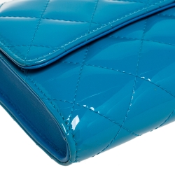 Chanel Light Blue Patent Leather L Flap Wallet