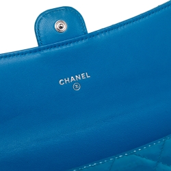 Chanel Light Blue Patent Leather L Flap Wallet