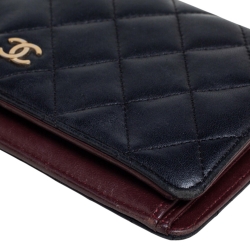 مملوكة مسبقًا محفظة شانيل كونتيننتال ين جلد مبطن أسود