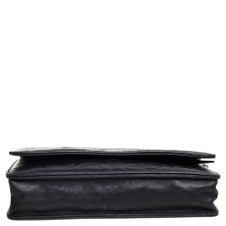 Pre Owned Chanel Black Camellia Embossed Leather CC Flap Wallet On Chain