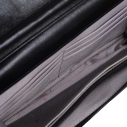 Pre Owned Chanel Black Camellia Embossed Leather CC Flap Wallet On Chain