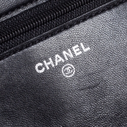 Pre Owned Chanel Black Camellia Embossed Leather CC Flap Wallet On Chain