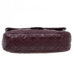 Pre Owned Chanel Burgundy Patent Leather Rock in Moscow Jumbo Classic Flap Bag