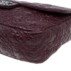 Pre Owned Chanel Burgundy Patent Leather Rock in Moscow Jumbo Classic Flap Bag