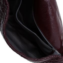 Pre Owned Chanel Burgundy Patent Leather Rock in Moscow Jumbo Classic Flap Bag