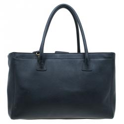 Pre Owned حقيبة يد شانيل شوبر سيرف جلد كافيار أسود