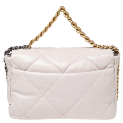 Pre Owned Chanel Pale Pink Quilted Leather Large19 Flap Bag