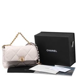 Pre Owned Chanel Pale Pink Quilted Leather Large19 Flap Bag