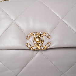 Pre Owned Chanel Pale Pink Quilted Leather Large19 Flap Bag