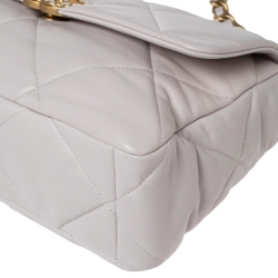 Pre Owned Chanel Pale Pink Quilted Leather Large19 Flap Bag