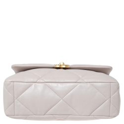 Pre Owned Chanel Pale Pink Quilted Leather Large19 Flap Bag