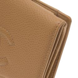 Pre Owned Chanel Beige Caviar Timeless CC French Wallet