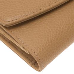 Pre Owned Chanel Beige Caviar Timeless CC French Wallet