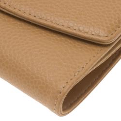 Pre Owned Chanel Beige Caviar Timeless CC French Wallet
