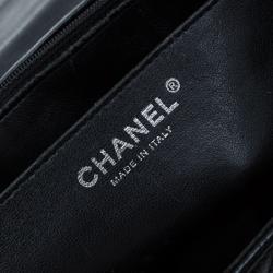 Pre Owned Chanel Black Quilted Caviar Leather Jumbo Classic Single Flap Bag