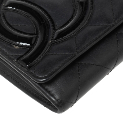Pre Owned Chanel Black Quilted Leather Cambon Flap Continental Wallet