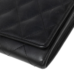 Pre Owned Chanel Black Quilted Leather Cambon Flap Continental Wallet