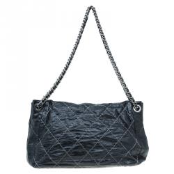 Pre Owned Chanel Black Quilted Leather Wild Stitch Accordion Flap Bag