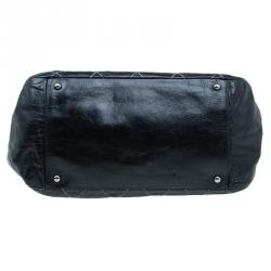 Pre Owned Chanel Black Quilted Leather Wild Stitch Accordion Flap Bag