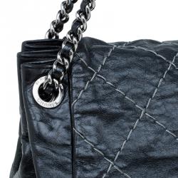 Pre Owned Chanel Black Quilted Leather Wild Stitch Accordion Flap Bag