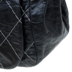 Pre Owned Chanel Black Quilted Leather Wild Stitch Accordion Flap Bag