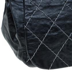 Pre Owned Chanel Black Quilted Leather Wild Stitch Accordion Flap Bag