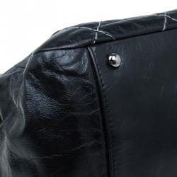 Pre Owned Chanel Black Quilted Leather Wild Stitch Accordion Flap Bag