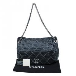 Pre Owned Chanel Black Quilted Leather Wild Stitch Accordion Flap Bag