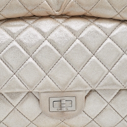 Pre Owned Chanel Metallic Beige Suede Large Roll Reissue Clutch